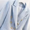 Kadın Takımları Blazers Yüksek Kaliteli Est Tasarımcı Blazer Uzun Kollu Çift Kruvaz Metal Aslan Düğmeleri Ceket Dış 231213