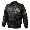 Jaquetas masculinas 2023 outono inverno homens motocicleta moda jaqueta casual couro bordado retro aviador jaqueta pu jaqueta quente overcoatl231123