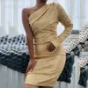 Urban sexy jurken pailletten een schouderjurk dames bodycon cocktail lange elegante jurken dame zomer elegante luxe maxi lange sexy feestjurken t231214