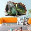 Lizard 3d View Wall Sticker Real Animal Wallpapers Through Wall Green Lizard Decals Kids Room Decoration Boys Gifts