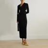 Casual Dresses Women's Hollow Hooded Long Dress Runway Designer Models Digging Design Side Slit Stretch Slim Knit Womens 2023 Fall