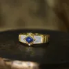 Eheringe natürliche weiße Muschel Lapis blauer Stein Kristall vergoldet Vintage offen verstellbar Männer Frauen Paar Ring 231214