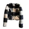 2023 Inverno Nero a contrasto di colore con pannelli caldi Giacca a maniche lunghe girocollo doppie tasche giacche monopetto cappotto corto Outwear Z3D1252697