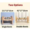 Dog Bowls Feeders Dog Bowls Bamboo Tilted Adjustable Elevated Dogs Feeder Stand with Stainless Steel Food Water Bowls for Dog Cats Pet Accessories 231213