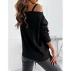 Women's Blouses Fashion Sexy Loose Blouse For Women 2023 Spring Open-shoulder Hollowed-out Chain Hanging Neck Printed Button Elegant Female