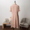 Vestidos Casuais Estilo Super Temperamento! Pingente Elegante/Dupla Camada Não Exposto! Vestido de chiffon com fita de manga curta e comprimento médio