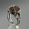 Cluster Rings Ethnic Garnet Tree Rattan Metal Black Gold Color Ring Vintage Creative Party Jewelry