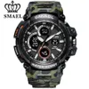 SMAEL Camouflage Military Watch Men Waterproof Dual Time Display Mens Sport Wristwatch Digital Analog Quartz Watches Male 1708 210311Z