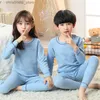 Pigiama Pigiama per bambini Autunno Ragazze Ragazzi Indumenti da notte Indumenti da notte Neonato Abbigliamento Adolescenti Set di biancheria intima termica Pigiama per bambini in cotone R231214