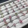 Bröllopsringar Natural Raw Tourmaline Copper Rings Fashion Trendy Creative Finger Vintage Jewelry for Women Healing Party Gift 1PCS 231214