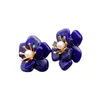 Studörhängen Natural Pearl Lapis Lazuli Flower Like Design 925 Sterling Silver Ear European American Vintage Women Jewelry