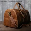 Duffel Bags Retro Male Carry-on Bag Europe And America Crazy Horse Leather Travel Bag Layer Cowhide Large Capacity Single Shoulder Bag 231214