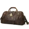 Duffel Bags Vintage Crazy Horse echte lederen heren reistas grote capaciteit krokodil duffle duffel draagt bagage bolsa overnachtdu318c