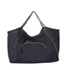 Sac bandoulière en jean d'occasion, sac à main, sac shopping, sac maman, sac femme haut de gamme, style polyvalent, sac grande capacité marque de luxe, sac de voyage design 57CM denim