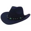 Nowy w stylu krajowym Tybetańsko -Western Cowboy Hat Top Autumn and Winter Men's Feel's Feel Nit Rivet Edge Jazz