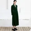 Casual Kleider Japan Stil Solide Elegante Samt Maxi Kleid Vintage Frauen Langarm V-ausschnitt Schlank Party Vestidos Robe Femme