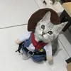 Cat Costumes Pet Dog Costume Cowboy Jeans Hoodie Shirts Halloween Jumpsuit Puppy Clothes Funny Coat