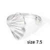 Anneaux de cluster Simple en acier inoxydable ouvert couleur argent Gingko feuille hommes femmes fête mariage club bijoux 17.7mm (taille américaine 7.5) 1 PC