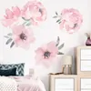 Aquarela vívido macio rosa flores adesivos de parede para sala menina sala estar quarto decalques decorativos decoração para casa