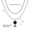 Chains Imitation Pearl Cuban Chain Choker Trendy Black Love Acrylic Gemstone Men Pendant Necklace Hip Hop Jewelry Drop