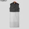 Tanques masculinos Incerun Men Mesh Mesh transparente Solid Stand Stand Gollar Sleeless Cape Colets Irregular Streetwear 2023 Cropagem de moda