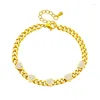 Braccialetti a maglie Moda europea americana Catena d'amore bianca Zircone Gioielli in acciaio inossidabile dorato Bracciale con temperamento versatile Regalo da donna