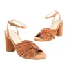 Sandals Extra Big Size 47 48 49 50 Gold Pleated Fabric Twisted Knot Open Toe Party Dress Lady Round High Heels Shoes Buckle Sexy