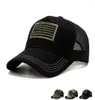 Boll Caps Men39s Camo Mesh Baseball American Flag Embroidery Trucker Hat Summer Outdoor Sun Hats Militär Tactical Snapba7097331