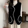 Coletes femininas coletes mulheres de malha o-pescoço suéter de pelúcia colete design irregular casual sem mangas cardigans estilo coreano casacos tops