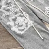 Męskie spodnie Patchwork HellStar Puff Print Sweatpants Mężczyźni Kobiety szary vintage jogger sznurka Flare Pants T231214