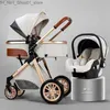 Passeggini# Passeggini# 2021 Passeggino High Landscape 3 in 1 Carrozzina di lusso Passeggino Cradel Marsupio Kinderwagen Car311o Q231215