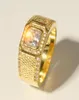 Alyans Men039s 18krgp Gold 15ct Diamant Pave CZ Avusturya Kristal Taş Ring Nişan Bantları Erkek Boyut 712 Hediye9888880
