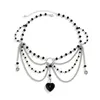 Ожерелья с подвесками в готическом стиле, черная капля воды, кристалл, сердце, колье, ожерелье для женщин, свадебное винтажное многослойное ожерелье с кисточками, ювелирные изделия Y2K