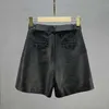 Shorts femininos designer de marca botas e calças primavera verão nova cintura alta solta emagrecimento preto fundo perna larga f845