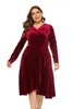 Sukienki w dużych rozmiarach Autumn Velvet Midi Sukienka Kobiety z długimi rękawem Plated Ladies Fashion Fasual Loose Woman 2023 Vestido Mjer