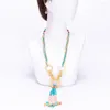 Pendanthalsband 6Color Bohemian Style Fashion Multil Charm smycken Harts Pärla Handgjorda Tassel Statement Choker Necklace Earring Set Women