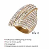 Hip Hop Iced Out Bling Big Oval Ring Female Gold Color 14K Yellow Gold Cocktail Rings for Women Party SMEEXKE Hög kvalitet