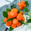 装飾的な花のような花のようなシミュレーションオレンジ3つの偽のタンジェリンのセットホームキッチンポグラルの小道具のための人工果物の装飾オレンジ色