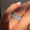 Elegancki srebrny kolor kryształowy pierścień kryształowy kryształowy pierścionki miłosne ze stali nierdzewnej dla kobiet Wedding zaręczynowe prezenty biżuterii1810