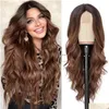 Parrucche in pizzo lunghe onde profonde fl pari in pizzo frontale capelli umani ricci 10 stili femminile sintetico naturale a goccia rapida caduta capelli prodotti capelli dhxkn