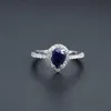 Balet klejnot 1 29CT Natural Blue Sapphire Pierścień kamienia szlachetnego dla kobiet 925 Srebrne klasyczne pierścionki ślubne Fine Jewelry Y112239a