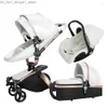 Barnvagnar# barnvagnar baby barnvagn 3 i1 pu lädervagn född tvåvägs vikbar barnvagn Kinderwagen Pushchair {kategori} Q231215