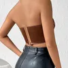 Women's Tanks Sexy Black Push Up Corset Top T-Shirts Women Mesh Sheer Flared Long Sleeve Crop Tops Blouses Female Nightclub Clubwear