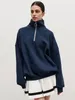 Women's Hoodies RDMQ 2023 Dames Zip Up Polo Neck Oversized Sweatshirt Sweatshirt Casual Harajuku Solid Loose Long Sleeve Jacket Grote lagen
