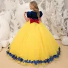 Classy Long Flower Girl Dresses Jewel Neck Velvet Short Sleeves with Bow Ball Gown Floor Length Custom Made for Wedding Party