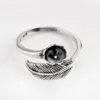 HOPEARL – paramètres de bague en perles, plume noire Antique, en argent Sterling 925, vierge, fabrication de bijoux, 3 pièces, 242G