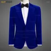 Men's Suits Classic Fashion Velvet Men Suit Coat 1 Piece Wedding Gala Male Slim Fit Costume Blazer Evening Party Tailor-made Elegant Jacket