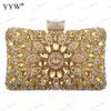 Bolsos de noche YYW Bolso de mano con diamantes de imitación Bolsos de fiesta de noche con luna dorada Bolsos de hombro para mujer Diamantes Boda Nupcial Sac A Main Luxury Purse T231214