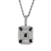 Mode- colliers pendentif pierres précieuses noires pour hommes diamants carrés occidentaux collier de luxe véritable plaqué or zircons de cuivre cubain ch215f