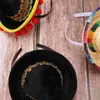 Berets 3 szt. Meksykańskie folk w stylu festiwalowe słomkowe imprezy czapki szerokie grzbiet sombreros meksyk mini włosy krawat